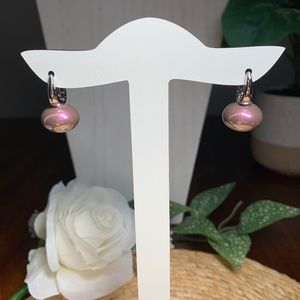 Sleek Dusty Rose Metallic Elongated Ball Earrings.